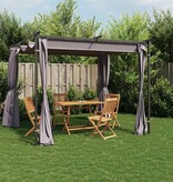 VidaXL Prieel met gordijnen 3x3 m staal antraciet