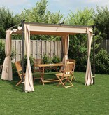 VidaXL Prieel met gordijnen 3x3 m staal crème