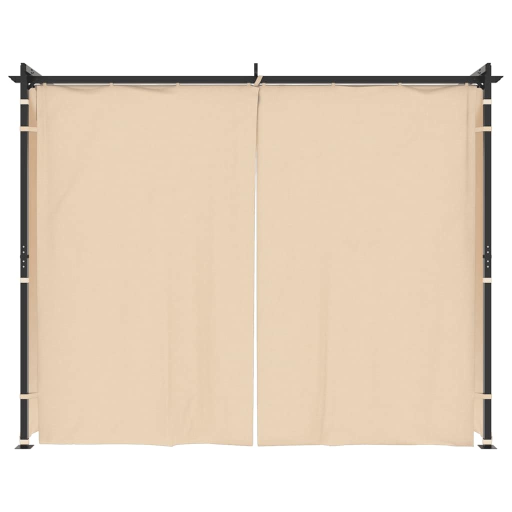 VidaXL Prieel met gordijnen 3x3 m staal crème