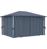 VidaXL Prieel met gordijn 400x300 cm aluminium antraciet