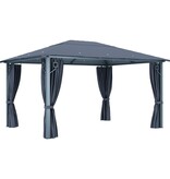 VidaXL Prieel met gordijn 400x300 cm aluminium antraciet