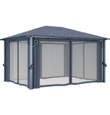 VidaXL Prieel met gordijn 400x300 cm aluminium antraciet