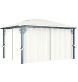 VidaXL Prieel met gordijn 400x300 cm aluminium crème