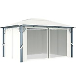 VidaXL Prieel met gordijn 400x300 cm aluminium crème