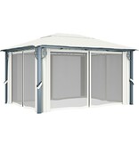 VidaXL Prieel met gordijn 400x300 cm aluminium crème