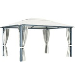 VidaXL Prieel met gordijn 400x300 cm aluminium crème