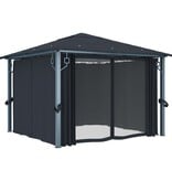 VidaXL Prieel met gordijn 300x300 cm aluminium antraciet