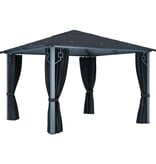 VidaXL Prieel met gordijn 300x300 cm aluminium antraciet