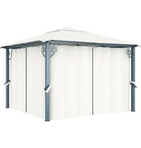 VidaXL Prieel met gordijn 300x300 cm aluminium crème