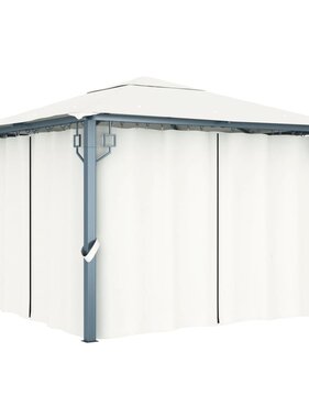 VidaXL Prieel met gordijn 300x300 cm aluminium crème