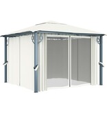 VidaXL Prieel met gordijn 300x300 cm aluminium crème