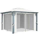 VidaXL Prieel met gordijn 300x300 cm aluminium crème