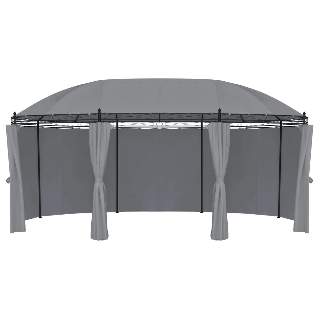 VidaXL Prieel met gordijnen 520x349x255 cm antracietkleurig