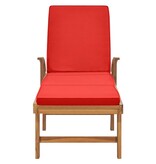 VidaXL Ligbed met kussen massief teakhout rood