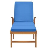 VidaXL Ligbed met kussen massief teakhout blauw