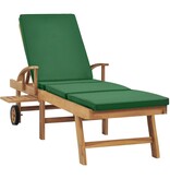VidaXL Ligbed met kussen massief teakhout groen