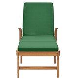 VidaXL Ligbed met kussen massief teakhout groen