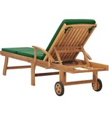 VidaXL Ligbed met kussen massief teakhout groen