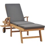VidaXL Ligbed met kussen massief teakhout donkergrijs