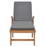 VidaXL Ligbed met kussen massief teakhout donkergrijs