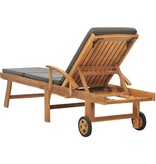 VidaXL Ligbed met kussen massief teakhout donkergrijs