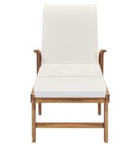 VidaXL Ligbed met kussen massief teakhout crème