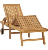 VidaXL Ligbed met tafel massief teakhout