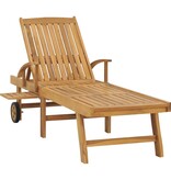 VidaXL Ligbed met tafel massief teakhout