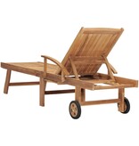 VidaXL Ligbed met tafel massief teakhout