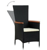 VidaXL 7-delige Tuinset poly rattan acaciahout zwart
