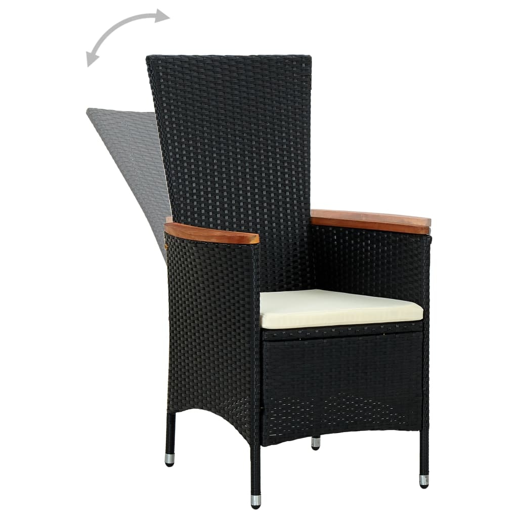 VidaXL 7-delige Tuinset poly rattan acaciahout zwart