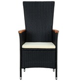 VidaXL 7-delige Tuinset poly rattan acaciahout zwart