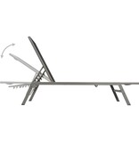 VidaXL Ligbedden 2 st met tafel staal en textileen zwart