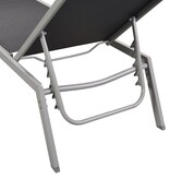 VidaXL Ligbedden 2 st met tafel staal en textileen zwart