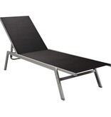 VidaXL Ligbed staal en textileen zwart