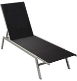 VidaXL Ligbed staal en textileen zwart