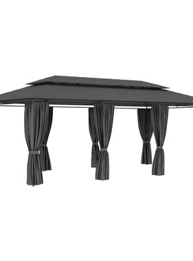 VidaXL Prieel met gordijnen 600x298x270 cm antraciet