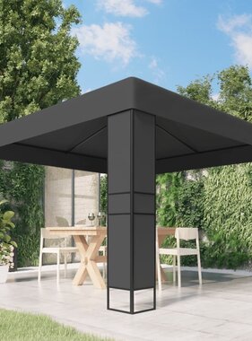VidaXL Prieel met dubbel dak 3x3 m antraciet