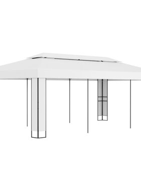 VidaXL Prieel met dubbel dak 3x6 m wit