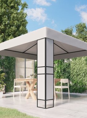 VidaXL Prieel met dubbel dak 3x3 m wit