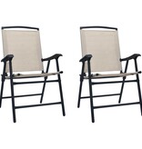 VidaXL Tuinstoelen inklapbaar 2 st textileen crème