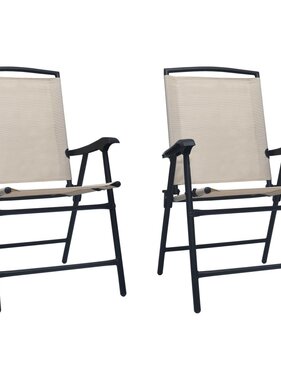 VidaXL Tuinstoelen inklapbaar 2 st textileen crème