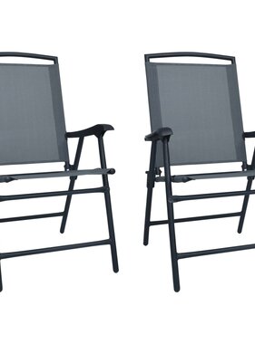 VidaXL Tuinstoelen inklapbaar 2 st textileen grijs