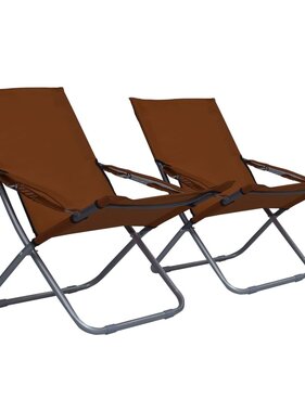 VidaXL Strandstoelen 2 st inklapbaar stof bruin