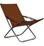 VidaXL Strandstoelen 2 st inklapbaar stof bruin