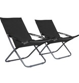VidaXL Strandstoelen 2 st inklapbaar stof zwart