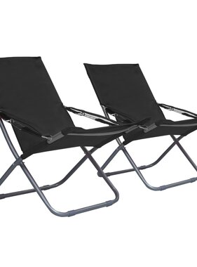 VidaXL Strandstoelen 2 st inklapbaar stof zwart