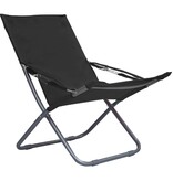 VidaXL Strandstoelen 2 st inklapbaar stof zwart
