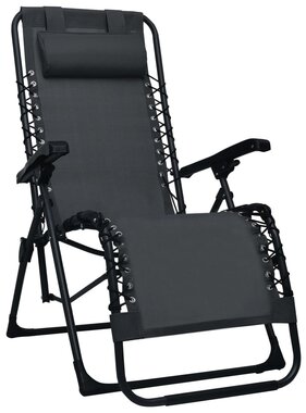 VidaXL Terrasstoel inklapbaar textileen zwart