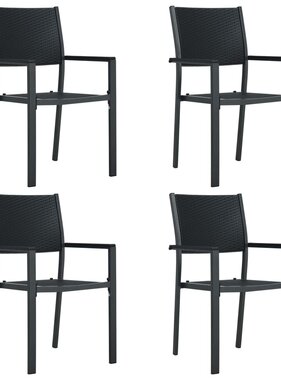 VidaXL Tuinstoel 4 st rattan-look kunststof zwart